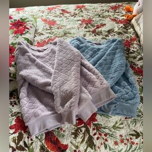 Set of 3 Tops: 2 Faux Fur Long Sleeve & Fleece Half Zip